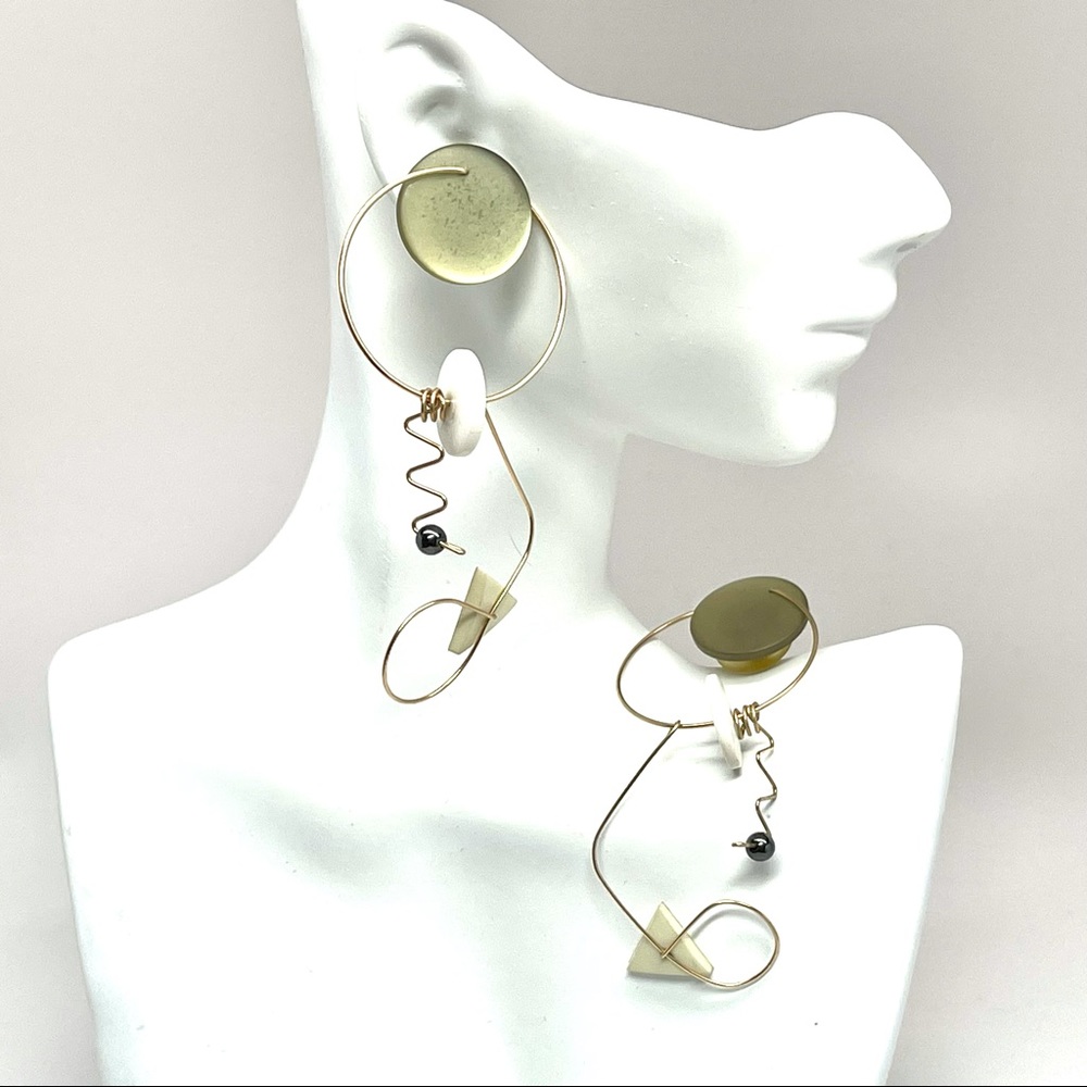 Vintage Mobile Style Modernist Geometric Earrings - Picture 6 of 14